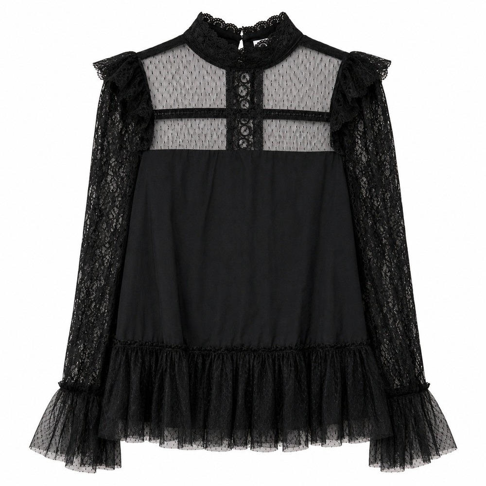 JustFab Goth Whimsigoth Blouse Women Small Victorian Coquette Dark Romance - Picture 1 of 7